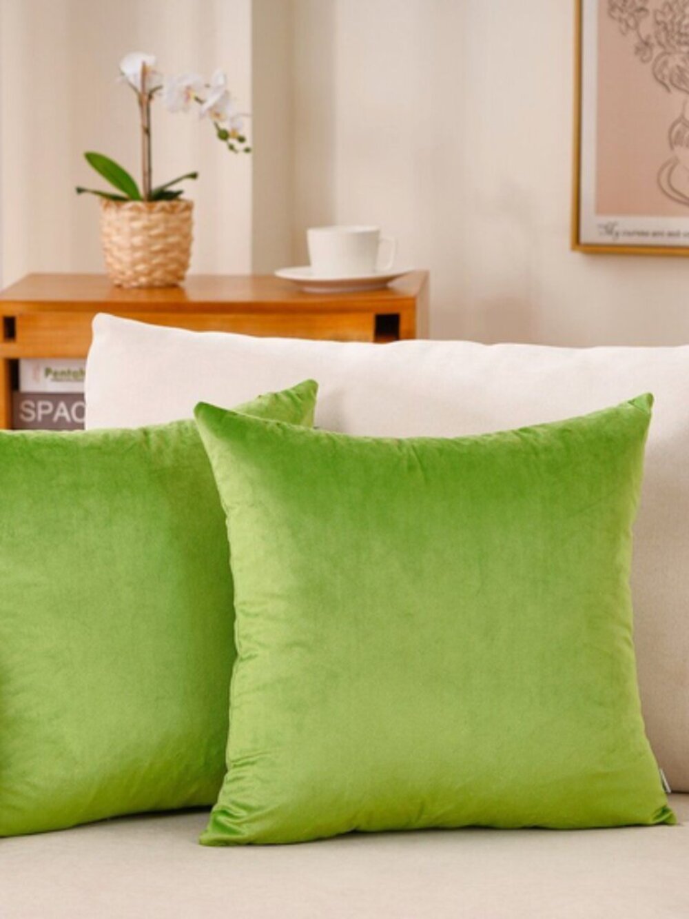 2 Christella Square Velvet Pillow Covers by Everly Quinn Lime Green